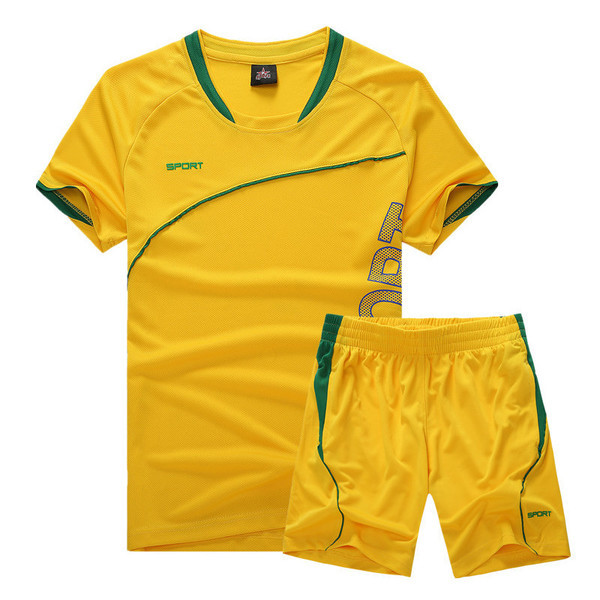 Set sport pentru bărbați respirabil zilnic din două părți + tricou + pantaloni scurți cu margini colorate în mai multe culori