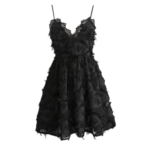 Βραδινό κομψό φόρεμα με 3D διακόσμηση σε μαύρο και άσπρο