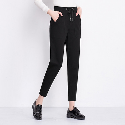 Pantaloni eleganti de dama model Slim cu buzunare si cravate in doua culori