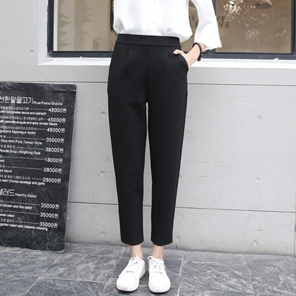 Pantaloni largi de dama cu talie inalta in doua culori