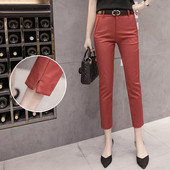 Pantaloni eleganti de dama cu talie inalta si lungime 9/10 in doua culori