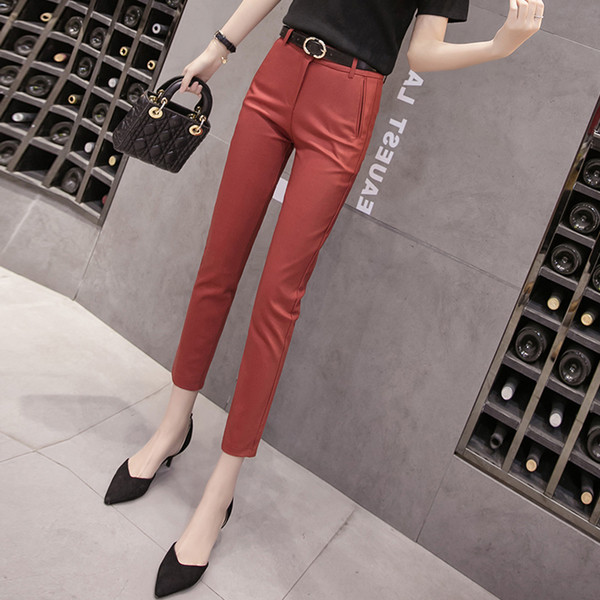 Pantaloni eleganti de dama cu talie inalta si lungime 9/10 in doua culori