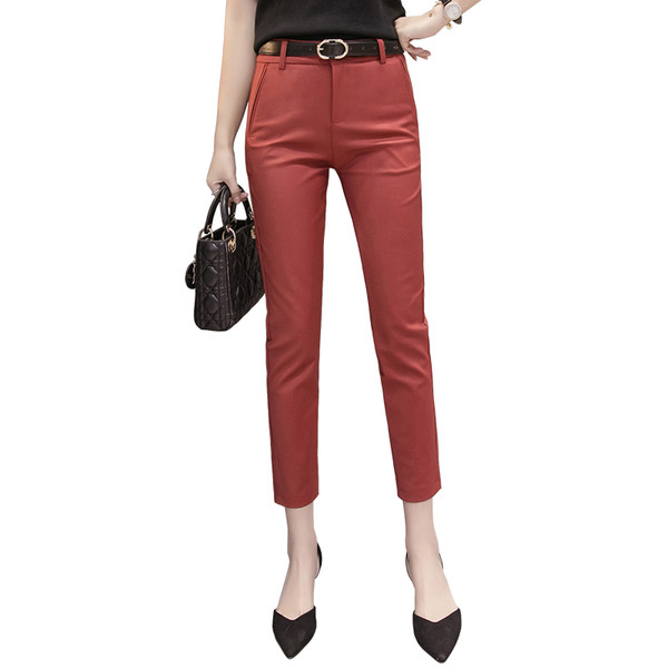 Pantaloni eleganti de dama cu talie inalta si lungime 9/10 in doua culori