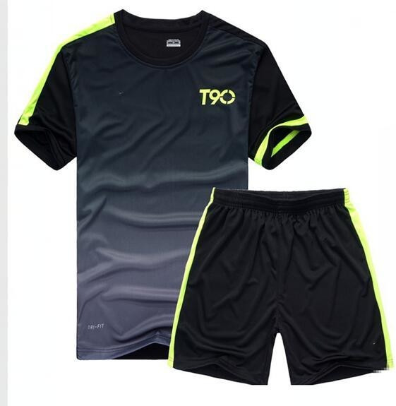 Set-tricou sport din doua piese pentru barbati + pantaloni scurti cu culori irizate in mai multe culori