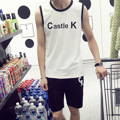 Echipă sportivă masculină actuală din două părți-tank top + pantaloni scurți, două modele în mai multe culori