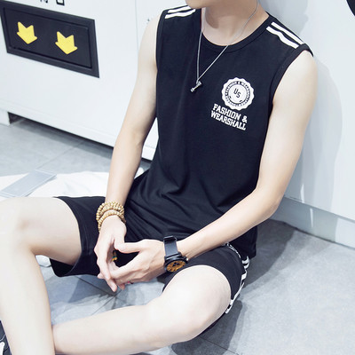 Echipă sportivă masculină actuală din două părți-tank top + pantaloni scurți, două modele în mai multe culori