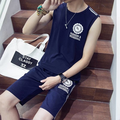 Echipă sportivă masculină actuală din două părți-tank top + pantaloni scurți, două modele în mai multe culori