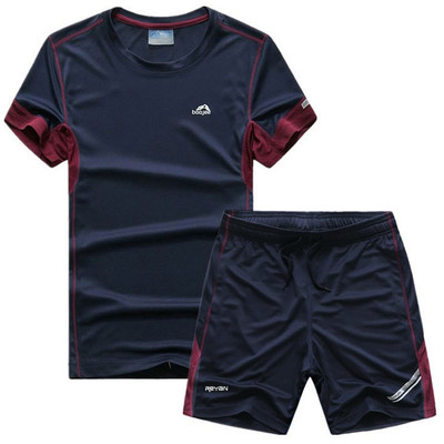 Модерен мъжки спортен екип от две части-тениска+къси шорти в няколко цвята
