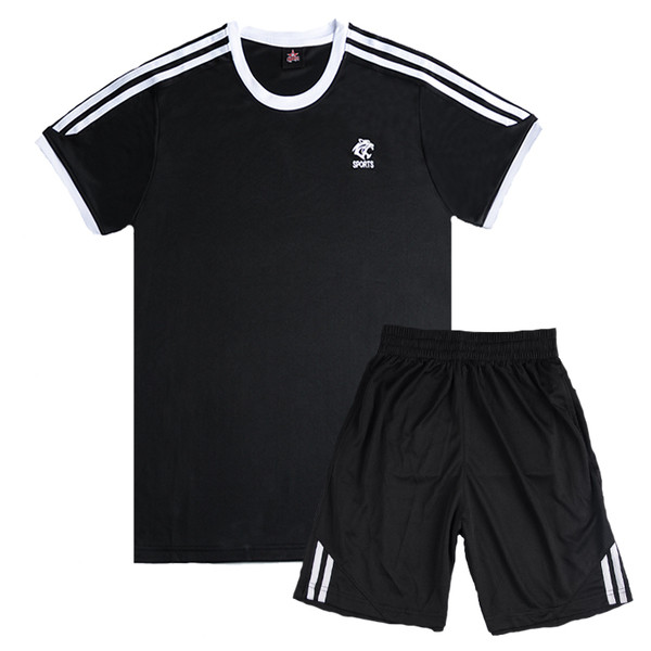 Мъжки летен спортен екип от две части-тениска-къси шорти с мини щампа в няколко цвята