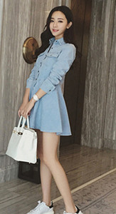 Kivágott farmerruha, hosszú ujjú két színben