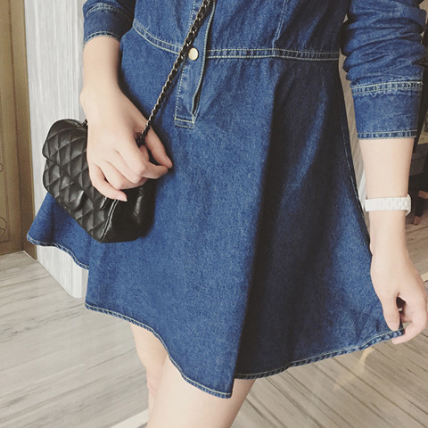 Kivágott farmerruha, hosszú ujjú két színben