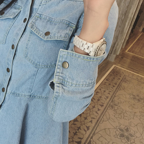 Kivágott farmerruha, hosszú ujjú két színben