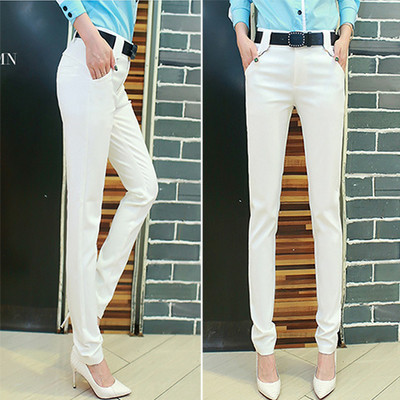 Pantaloni eleganti de dama cu buzunare in doua culori