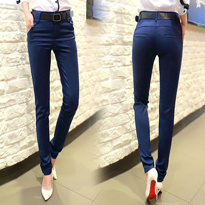 Pantaloni eleganti de dama cu buzunare in doua culori