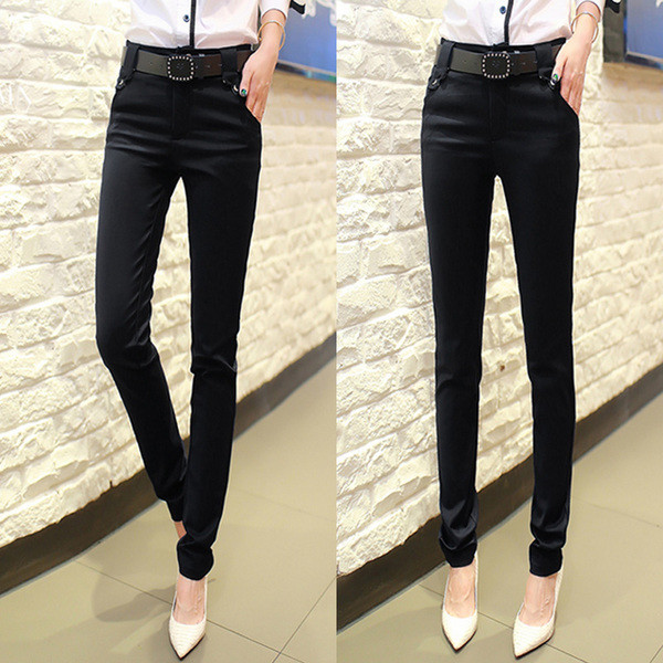 Pantaloni eleganti de dama cu buzunare in doua culori