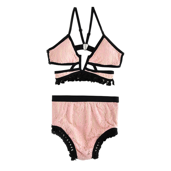 Finom kétrészes fürdőruha magas derekú bikinivel és lendületes melltartóval