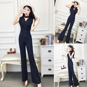 Κομψή γυναικεία σαλοπέτα με λαιμόκοψη V σε μαύρο χρώμα