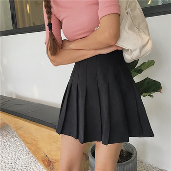 Fusta scurta plisata cu talie inalta in diferite culori