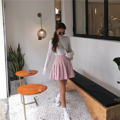 Fusta scurta plisata cu talie inalta in diferite culori