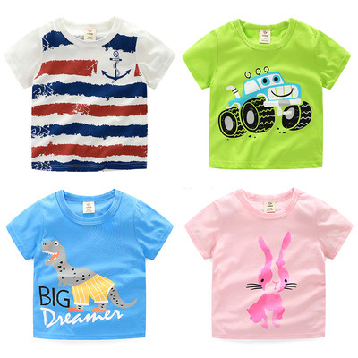 Casual children`s t-shirt with a variety of colorful prints - many models