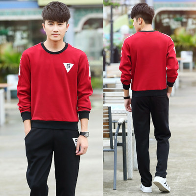 Actuala echipa masculina sport-casual din doua parti-bluza + pantaloni cu mini imprimeu in trei culori