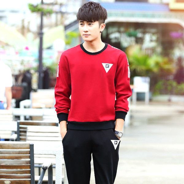 Actuala echipa masculina sport-casual din doua parti-bluza + pantaloni cu mini imprimeu in trei culori