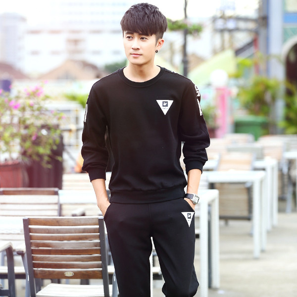 Actuala echipa masculina sport-casual din doua parti-bluza + pantaloni cu mini imprimeu in trei culori