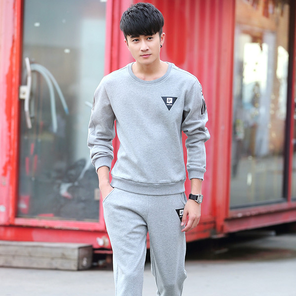 Actuala echipa masculina sport-casual din doua parti-bluza + pantaloni cu mini imprimeu in trei culori