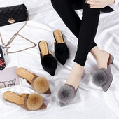 Papuci de dama stilati model inchis cu toc jos in trei culori