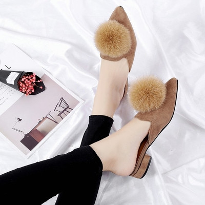 Papuci de dama stilati model inchis cu toc jos in trei culori