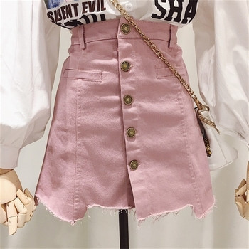 Γυναικεία  φούστα  με υψηλή μέση σε τρία χρώματα, διακοσμητικές τσέπες και κουμπιά