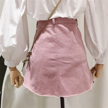 Γυναικεία  φούστα  με υψηλή μέση σε τρία χρώματα, διακοσμητικές τσέπες και κουμπιά