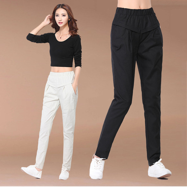 Pantaloni casual dama cu buzunare in culori deschise