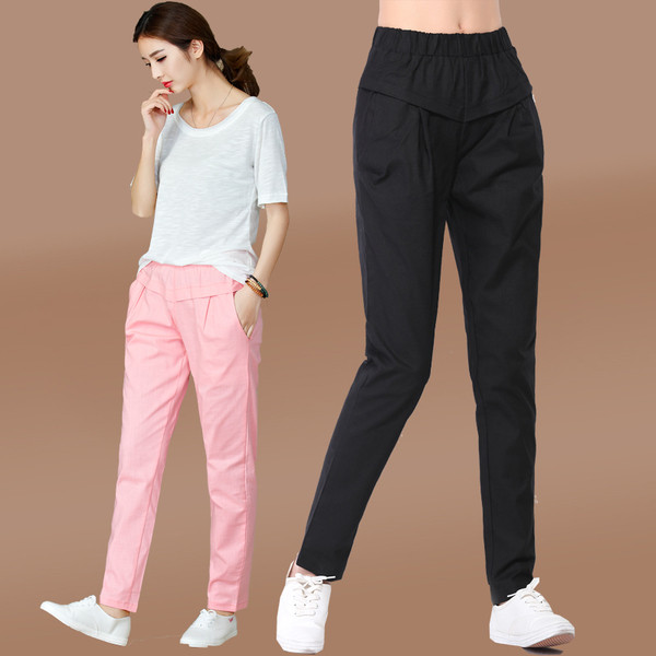 Pantaloni casual dama cu buzunare in culori deschise