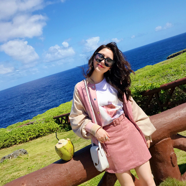 Γυναικεία φούστα  βελούδηνη με ζώνη σε δύο χρώματα