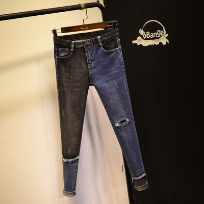 Нов модел актуални дамски ХИТ цветни дънки с кръпки и джобове