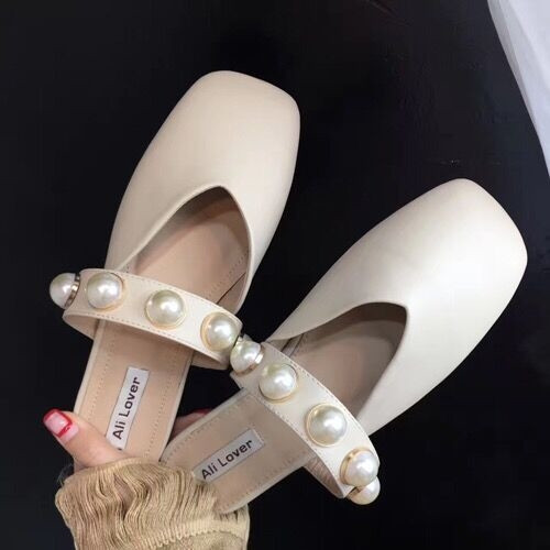 Papuci de dama eleganti cu perle decorati model inchis in trei culori