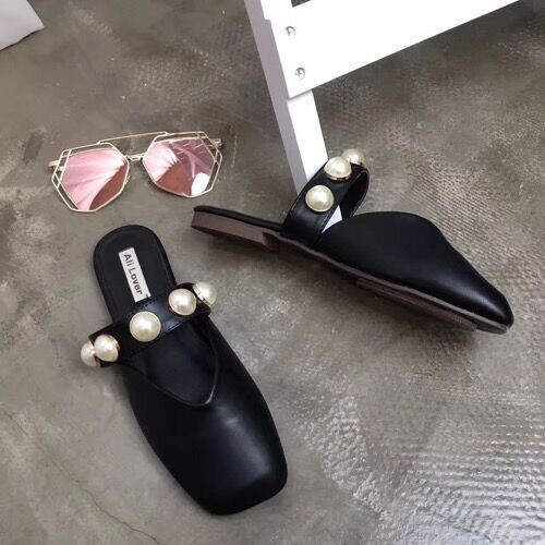 Papuci de dama eleganti cu perle decorati model inchis in trei culori