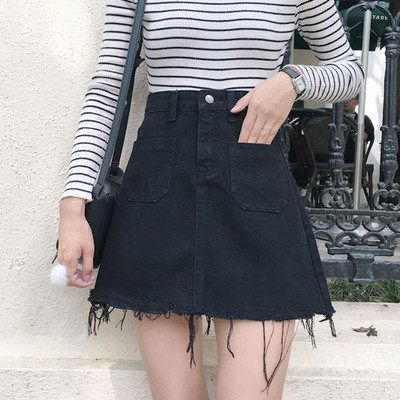 Γυναικεία φούστα Denim με υψηλή μέση και τσέπες σε σχήμα κοπής