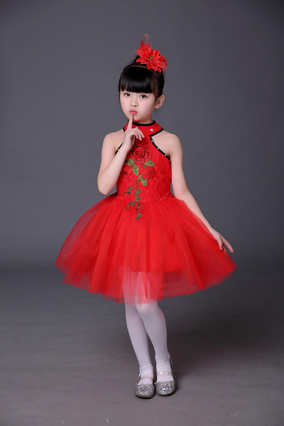 Modern gyerek tu-tu ruha 3D nyomtatással és magas gallérral