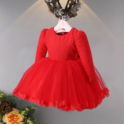 Rochie printesa copii cu decoratiuni din dantela cu/fara maneci