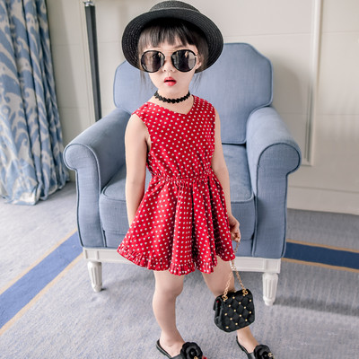 Αθλητικό κομψό φόρεμα για παιδιά με V-λαιμόκοψη σε κόκκινο χρώμα 