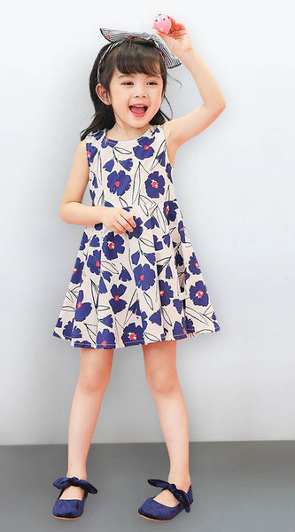 Rochie de vara pentru copii alb cu motive florale