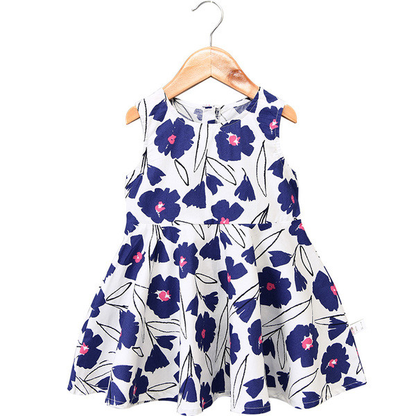 Rochie de vara pentru copii alb cu motive florale