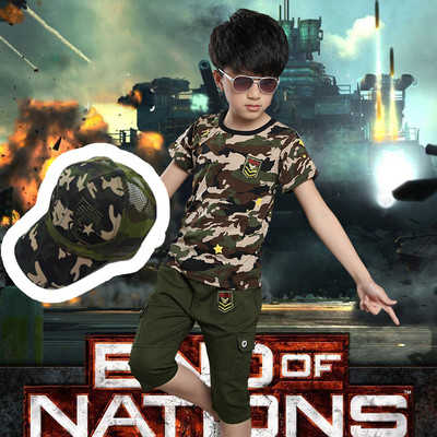 Παιδικό σετ καμουφλάζ για αγόρια δύο τεμαχίων σε πράσινο χρώμα