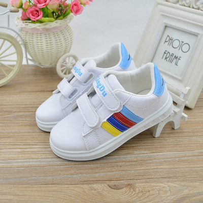 Tenisi copii pentru fete in alb cu panglici colorate, broderie si imprimeu