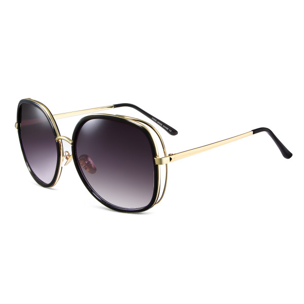 Ochelari de soare moderni de dama cu lentile ovale mari in doua culori