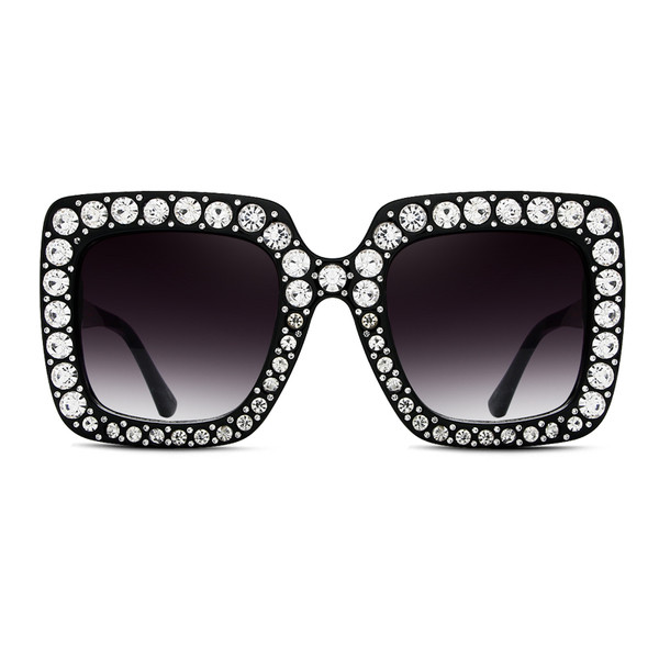 Γυναικεία γυαλιά ηλίου με μεγάλα τετράγωνα γυαλιά και διακοσμητικά μαργαριτάρια