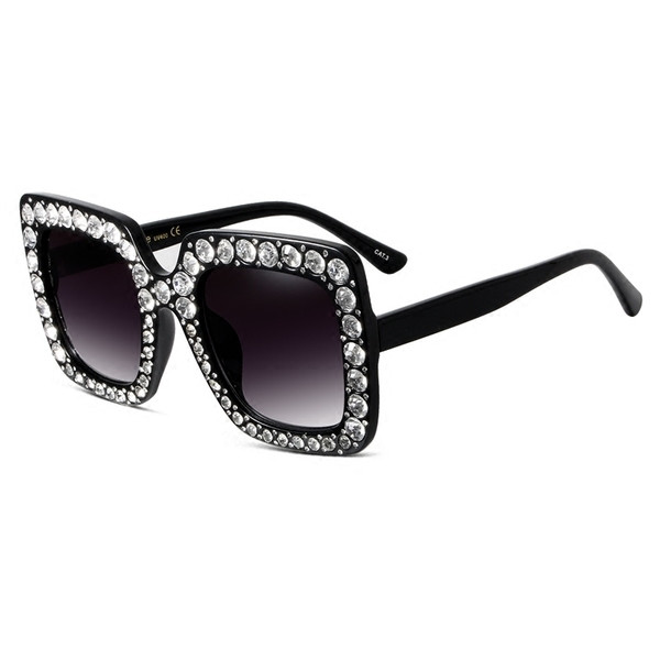 Γυναικεία γυαλιά ηλίου με μεγάλα τετράγωνα γυαλιά και διακοσμητικά μαργαριτάρια