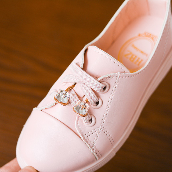 Tenisi casual copii pentru fete in trei culori cu cravate si pietre decorative